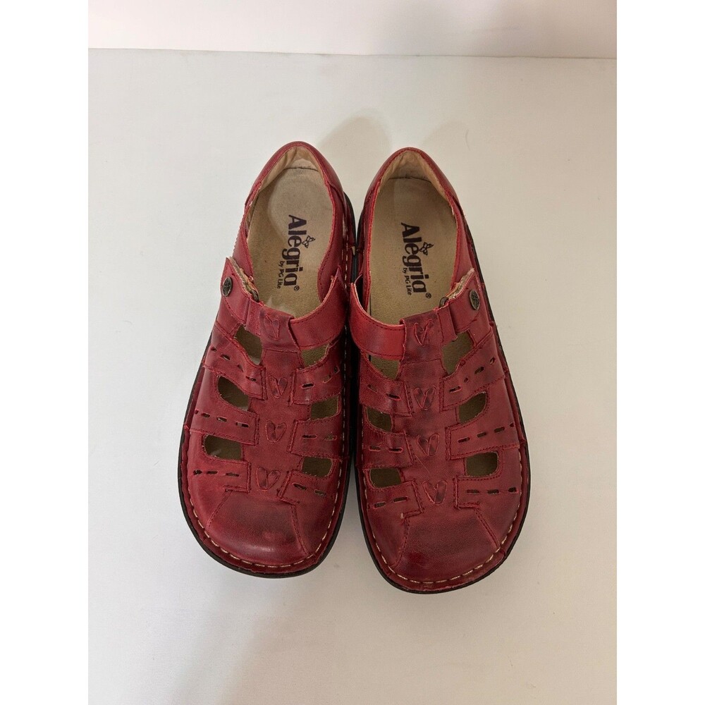 Alegria Women Pesca  Sandal Size 38 US 7.5 Red Leather Shoes - Picture 11 of 13
